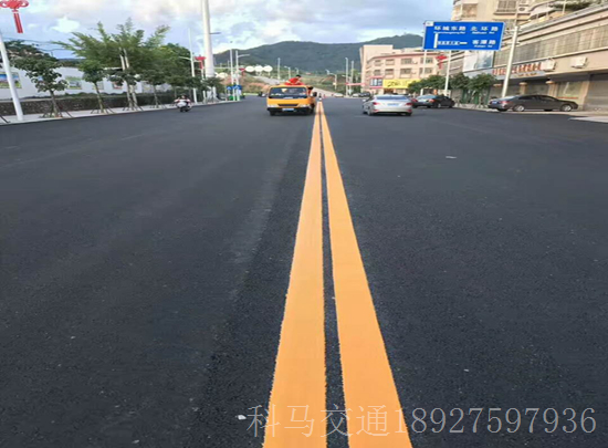 市政道路交通划线 双黄实线标线  热熔划线