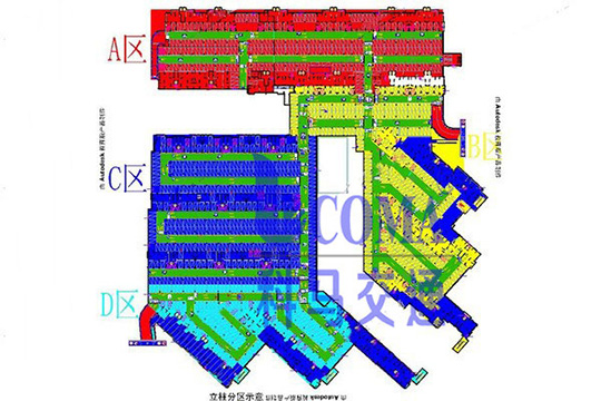 停车场分区设计CAD平面效果图