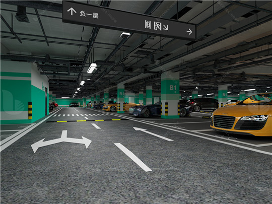 地下停车场交通规划效果图设计